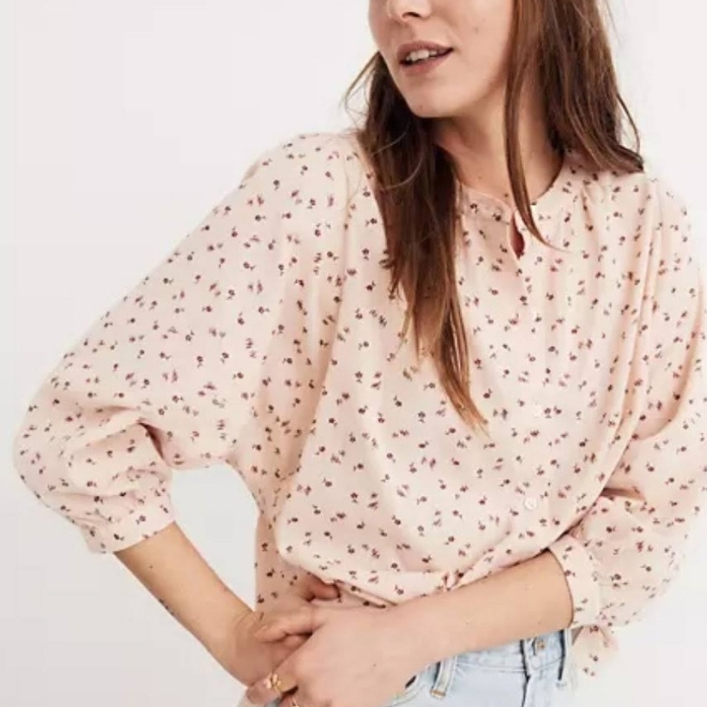 MADEWELL Beige Flower Print Top